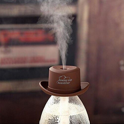 ERIOTPY Cowboy Cap USB Mini Portable Water Bottle Cap Mist Autumn Winter Home Office Vehicles Air Humidifier 5 feet cable Humidifier Air Diffuser Mist Maker Fresh Air for home office or Car (Brown)