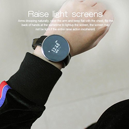 L@YC Round Touch Screen Smart Heart Blood Pressure Blood Oxygen Monitoring Sports Reminds Bluetooth Bracelet Activity Tracker, Silver Grey - Thumbnail 4
