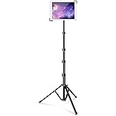 elitehood iPad Tripod Stand, Aluminum Alloy iPad Stand, 360 Rotation Adjustable Height iPad Stand Holder for Floor, Universal Compatible with All 7.9-11 Inch Tablet