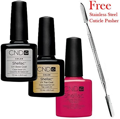 CND Shellac Top Coat & Base Coat + 1 COLOUR • Proessional Gel Polish • 7.3ml/Bottle (Pink Bikini)