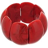 Caiyao Retro Acrylic Chunky Geometric Elastic Bangle Bracelets Colorful Wide Chunky Irregular Resin Wristband Statement Bracelet for Women Fashion Party Wedding Jewelry Gifts