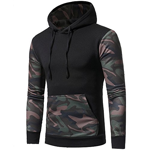 Hoodie Sweatshirt For Menï¼ŒClearance Sale-Farjing Mens' Camouflage Long SleevePrint Hooded Sweatshirt Tops Jacket Coat Outwearï¼ˆXLï¼ŒBlackÂ )