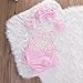 Baby Girls Lace Floral Romper Jumpsuit Bodysuit Headband Outfits Set (12-18 Months, Pink)