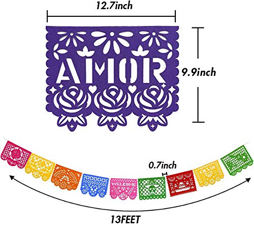 Johouse Mexican Felt Banner, 12PCS Day of The Dead Decorations Mexican Fiesta Garland