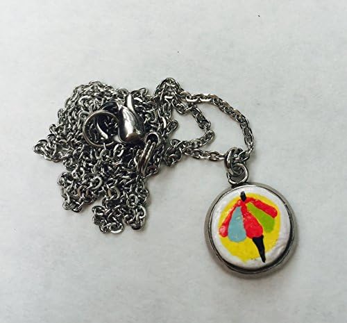 Upcycled Jewelry, Handpainted Jewelry, Handmade Jewelry, One-of-a-kind Jewelry, Tiny Yellow Sunbrella Parasol Necklace