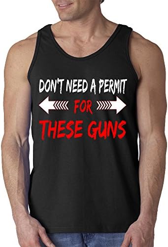 Smash Team - I Don't Need Permits For These Guns Funny Mens Tank Tops Workout Tank Tops (3X-Large, Black)