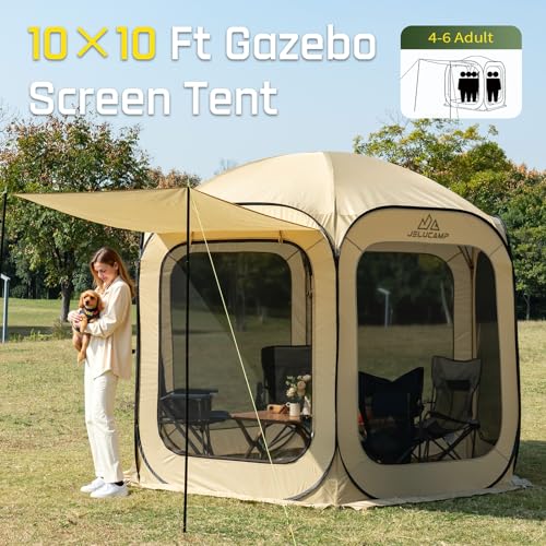 JELUCAMP 10x10 FT Pop Up Screen House Tent Instant Gazebo Canopy Bug Free Shelter image 20