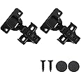 JQK Cabinet Door Hinges Black, Soft Closing 1/2" Partial Overlay Cupboard Door Hinge for Face Frame Cabinets with Door Bumper, Metal 20 Pack, CH300-BK-P20