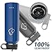 BUZIO Double Wall Stainless Steel Sports Water Bottle, BPA-Free Flex Cap and Straw Lid, 40 Ounces, Black