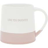 Pavilion Gift Company - Love You Daughter - 17 oz Organic Shaped Pink Dipped Stamped Letter Novelty Coffee Mug Tea Cup Stepdaughter Daughter-In-Law Gift From Mom Dad Neutral Home Modern Present