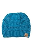 ScarvesMe Trendy Warm Chunky Soft Stretch Cable Knit Beanie with Free Headband Gift (Teal)