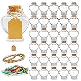Folinstall 30 Pieces Heart Shaped Small Glass jars