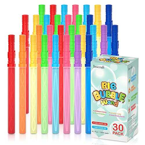Inscraft 30 Pack 14’’ Big Bubble Wands, 8 Colors Bulk for Summer