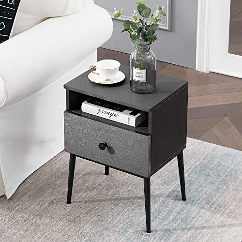 VECELO Modern End Side Tables, Nightstand with 3Layer Storage Shelf