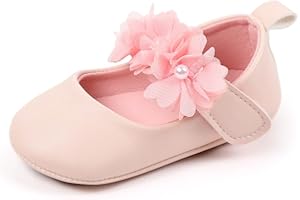 Fusehngre Mary Jane Style Baby Princess Shoes - Spring & Summer Infant Soft Sole First Walkers for Girls, PU Upper with Bow &