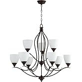 Quorum 614-9-86 Transitional Nine Light Chandelier from Flora Collection in Bronze/Dark Finish,