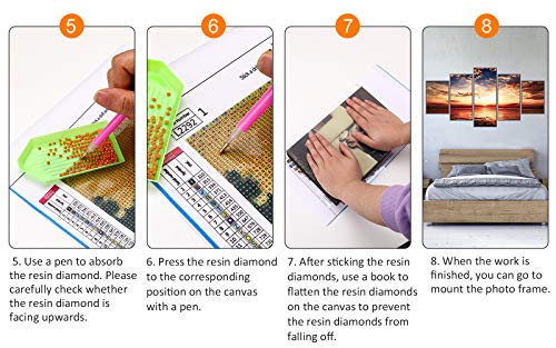 Kit de pintura con diamantes 5D cristales, TAOPE 5 Pack Kit de bordado de diamantes 5D para manualidades, diamantes estilo punto de cruz Decoración(pared/hogar) - Puesta de sol