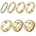 INBLUE Men,Women's Wide 3mm Stainless Steel Ring Band Gold Tone Wedding Size8