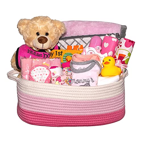 Bundle of Joy Deluxe Baby Girl Gift, Newborn Gift Set, Baby Layette Set  with 25-Piece New Baby Essentials, Bab