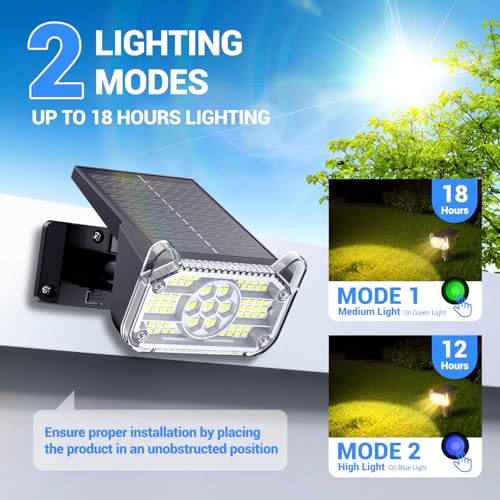 GEARLITE Solar Lights for Outdoor Garden 4 Pack, 6500 K Warm White Solar Spotlight with 68 LED Auto On/Off, IP65 Waterproof Garden Lights, 2 Brightness Modes, Solar Lights for Outdoor Garden, Yard