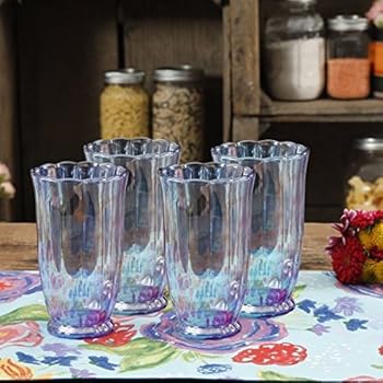 pioneer woman tumbler luster pearlized 15oz walmart glasses glass drinking oz floral cups