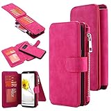 Galaxy S8 Plus Case, LONTECT 14 Card Slots Wallet Case with Zipper Cash Storage - PU Leather Wallet With Magnetic Detachable TPU Shock Absorbing Back Cover Case for Samsung Galaxy S8 Plus - Red