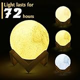 Moon Lamp for Gift, Abida Moon Light: Rechargeable 3D LED Glowing Baby Night Light, Shockproof and Durable, Adjustable Brightness and Colors, USB Charging Dimming Bedroom Lamps