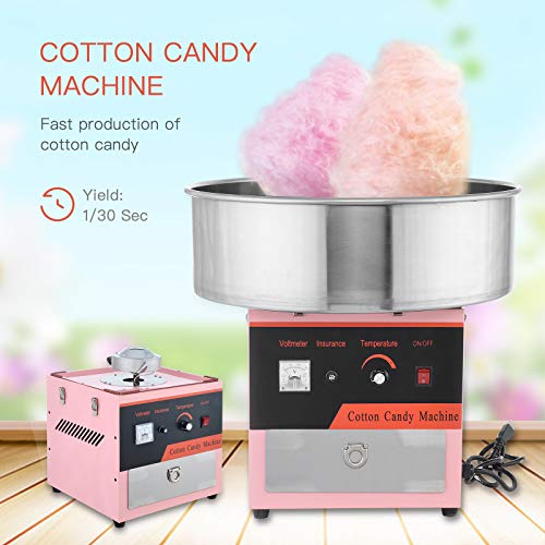 20" Commercial Electric Cotton Candy Machine Candy Floss Maker with Sugar Scoop and Big Drawer Pink