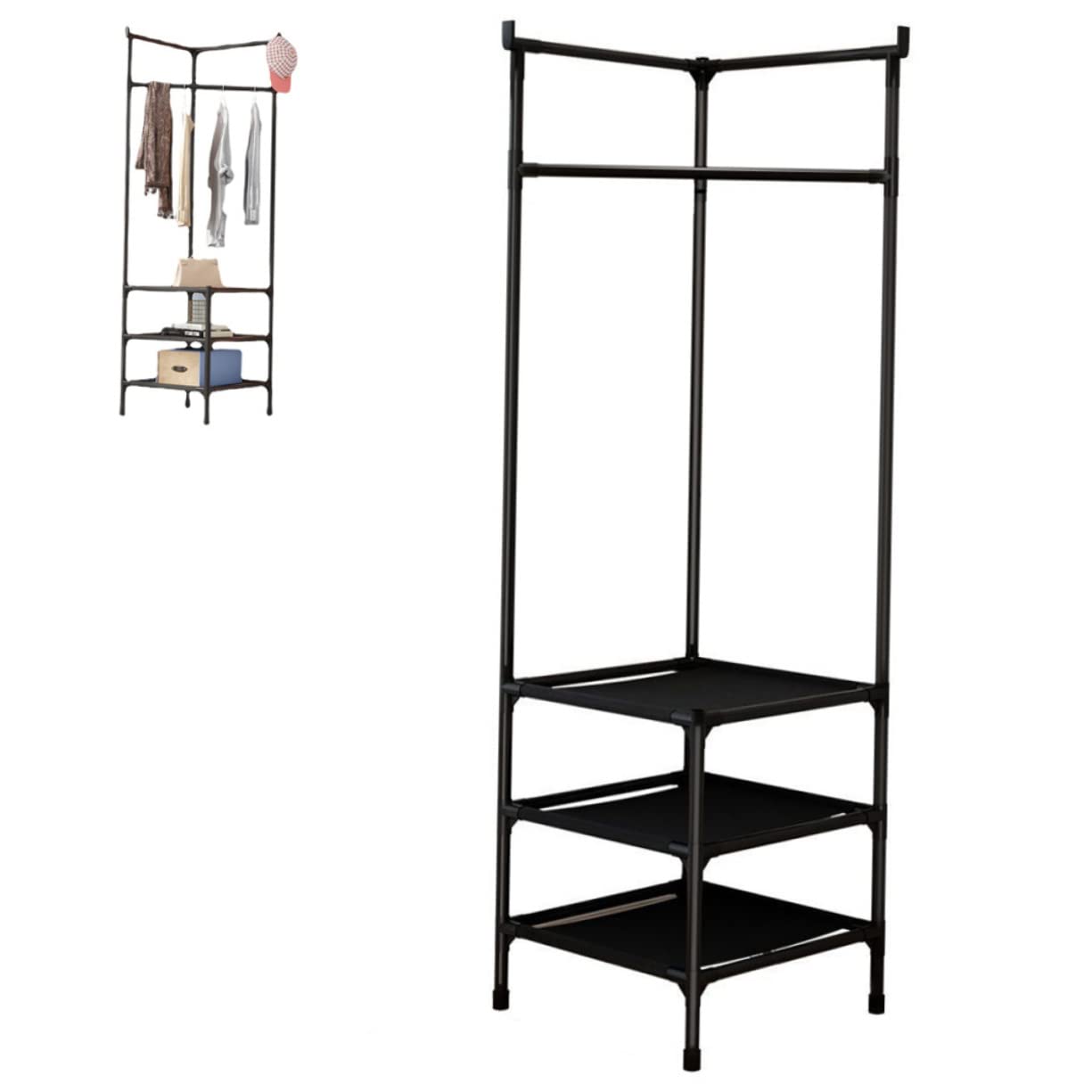 Cabilock Corner Coat Rack Heavy Duty Coat Rack Hat Hanger Metal Hangers Heavy Duty Freestanding Garment Rack Wire Shoe Organizer Handbags Clothes Rack Scarves Small