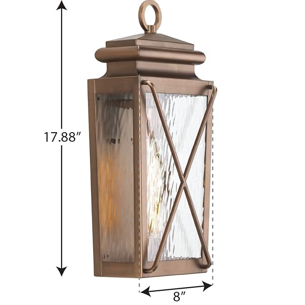 PROGRESS LIGHTING P560261-169 TRANSITIONAL ONE LIGHT WALL LANTERN FROM WAKEFORD COLLECTION IN COPPER FINISH,