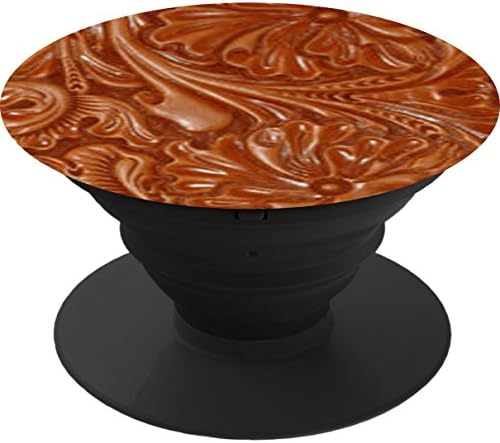 Cell Phone Holder.Expanding Stand and Grip Mount Holder Rustic western country pattern tooled leather