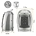 Warmtec 1500W Oscillating Ceramic Space Heater with Adjustable Thermostat,Portable Electric Heater Fan with Overheat Protection and Carry Handle (Silver)