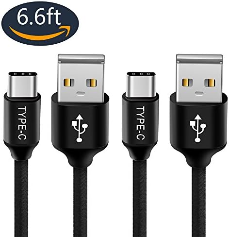 USB Type C Cable, blueqa USB C Cable (2 Pack 6.6ft) Nylon Braided Fast Charger Cord for Samsung Galaxy Note8,S8,S8 Plus,LG G6 G5,Google Pixel XL,Nintendo Switch,Nexus 6P,Macbook12"OnePlus2 (black)