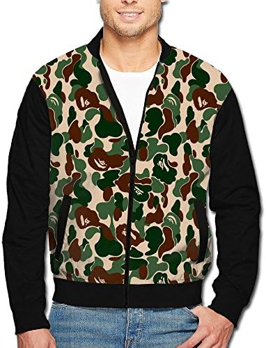 SCOOLY Aniaml Bape Camouflage Green Men/Youth Long Sleeve Full Zip Jacket Large