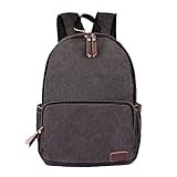 OXA Canvas Backpack School Bag Laptop Bag Computer Bag Daypack Black