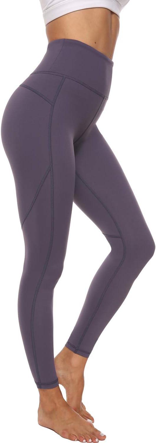 High Waist Yoga Pants with Pockets for Women, Non See-Through Tummy Control 4 Way Stretch Workout Athletic Leggings