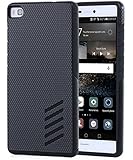 Huawei P8 Case, BENTOBEN Hybrid Dual Layer Rugged Polycarbonate Hard Back Cover Silicone Soft Bumper for Huawei P8, Black