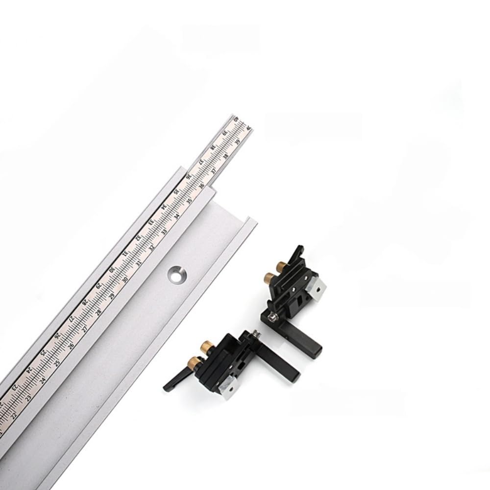 ArtisanShow 600mm 45 Type T-tracks with Movable/Fixed Scale Aluminum Alloy T-tracks Slot with Left/Right Type Accurate Miter Track Stop Table Saw Accessories for Woodworking DIY Tools (Movable Scale)
