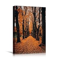 Canvas Wall Art Autumn Dramatic Forest Landscape Living Room Orange Photography Rustic - 12x18 inches