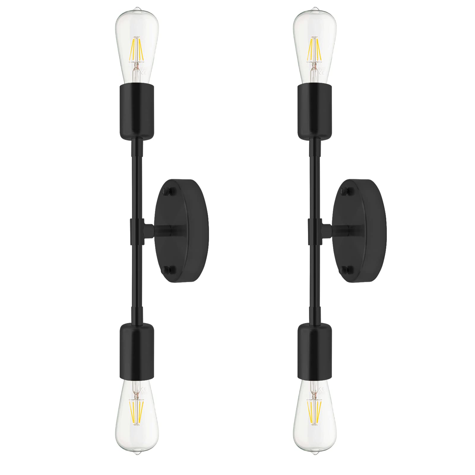 Biqing 2PCS Wall Sconces, E27 Black Vanity Wall Light Fixtures Wall Mounted Lighting Suitable for Bathroom,Living Room,Bedside, Hallway(No Bulbs)