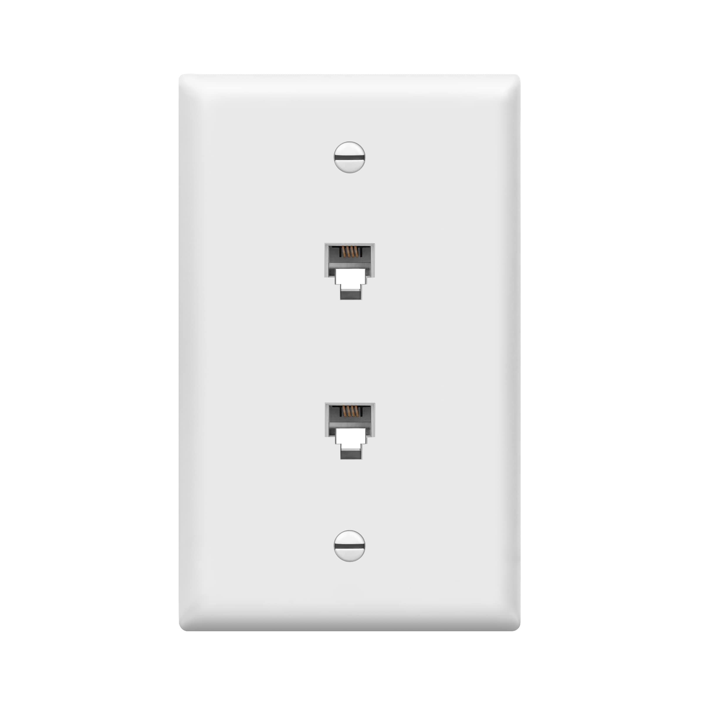 Photo 1 of ENERLITES Duplex RJ11 Telephone Jack Wall Plate, 6-Position 4-Conductor 6P4C (2 Line Support), 1-Gang 4.50" x 2.76", 6651-W, White