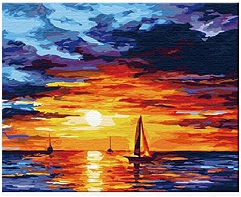 Farway DIY Paint by Number Kit Oil Painting Frameless Canvas 16 x 20 inches ( Sunset Clouds)