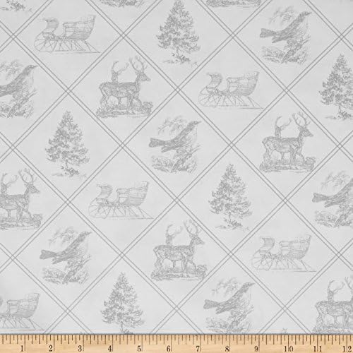 Tanya Whelan Winter Garden Toile Silver Fabric By The Yard