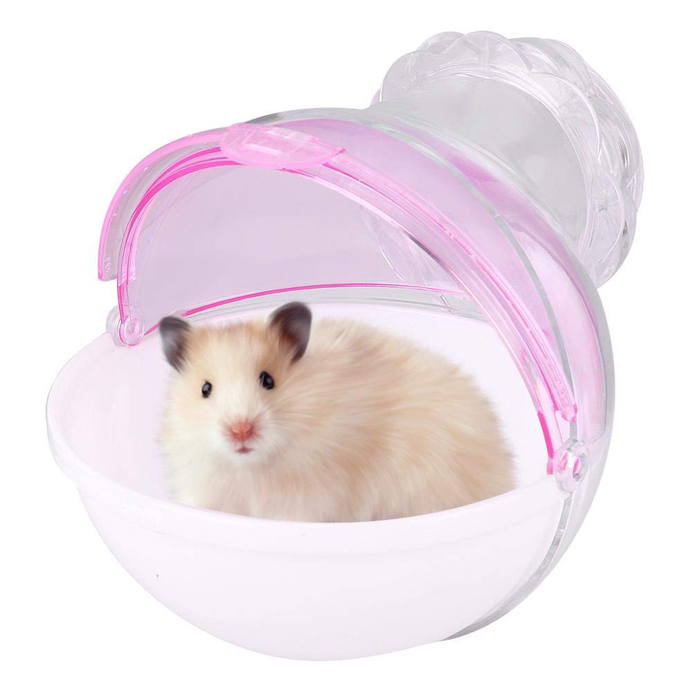 Pssopp Acrylic Small Animal Sand Bathing House for Hamsters, Guinea Pigs and Small Pets - Hanging External Cage Attachment, Pink Pet Bathing Accessory