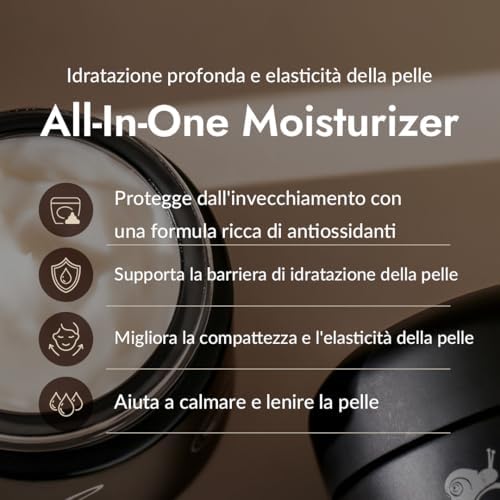 [Mizon] Crema alla Bava di Lumaca Nera (75ml) Crema Premium; Trattamento anti-invecchiamento; Cosmetico coreano con estratti di piante e mucina di lumaca nera (All in One Black Snail Cream)