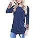 Womens Long Sleeve Blouse, Casual Patchwork Round Neck Tunic T-Shirt Tops Soft Sweatshirt