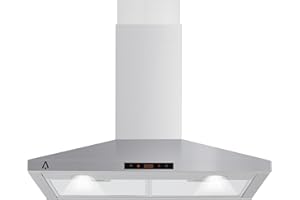 MOCHALIGHT Range Hood 30 inch Wall Mount with 265 CFM,Ducted/Ductless Range Hood Stainless Steel with Touch Control 3 Speed Exhaust Fan, Adjustable Chimney & LED Light, Silver