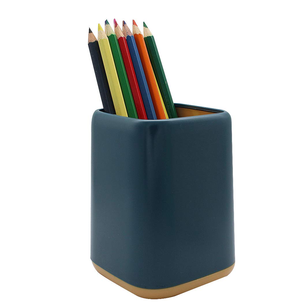 SIPLIV Two-Tone Pencil Holder Pen Containers, Durable Cute Desk Organizer Makeup Brush Holder for Office Classroom Home - Blue