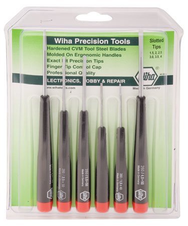 Click Here to See More Images 7 Piece Longer Reach Screwdriver Set, (#0 Phillips, (2)-3/32, (2)-1/8 & (2)-5/32 Slotted), Precision Screwdriver, Wiha Tools (1 Set) by Reid Supply Company