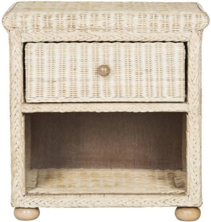 Safavieh Adira Wicker One Drawer Nightstand with 1 Drawer and 1 Shelf - Natural White Wash